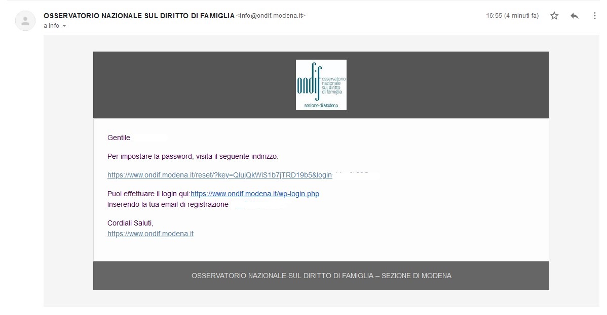 Email di Benvenuto